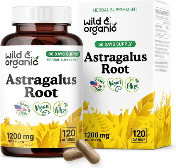 Дикие и органические капсулы Astragalus 1200 мг - Иммунная поддержка