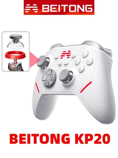 BEITONG Геймпад, Проводной, Bluetooth, белый