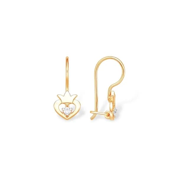 Серьги детские с фианитами из красного золота 375 пробы 585GOLD