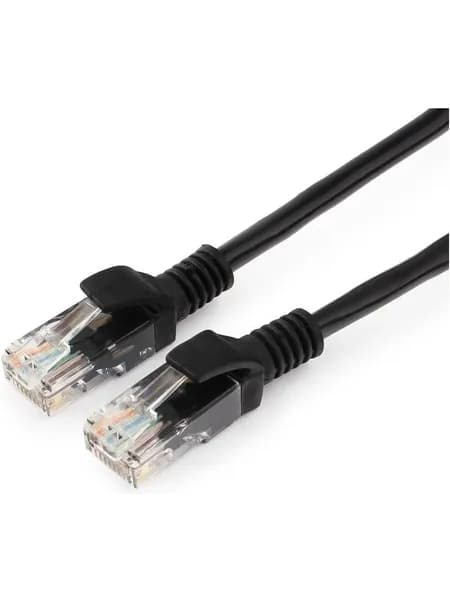 Многожильный патч-корд Cablexpert UTP кат.5e, 0.5м, литой, черный PP12-0.5M/BK