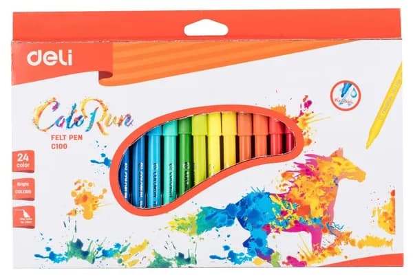 Фломастеры 24 цвета в упаковке Deli ColoRun