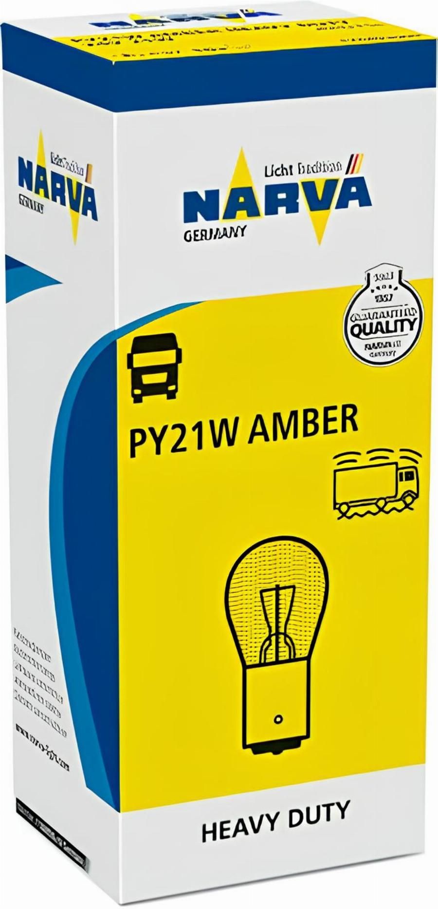 Лампа 24V PY21W BA15s желтая (NARVA)
