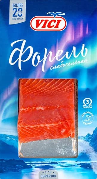 Форель Радужная слабосоленая VICI филе-кусок, 200г