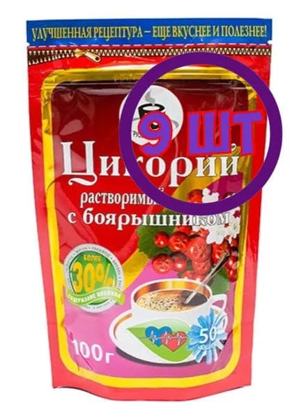 Цикорий растворимый Русский с боярышником Еремеевский, м/у zip-пакет, 100 г (комплект 9 шт.) 9000848