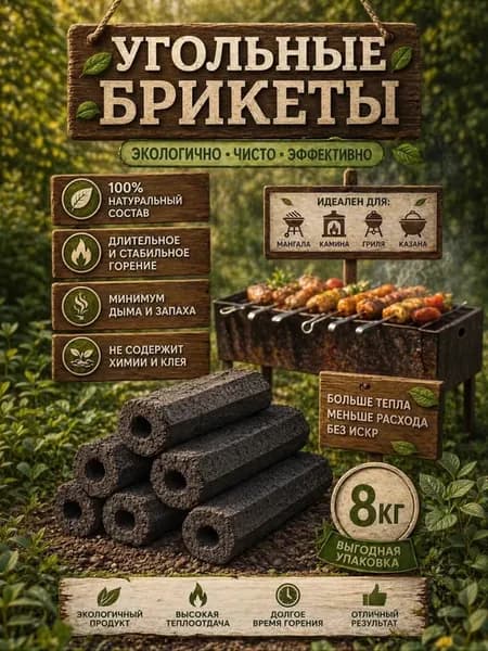 Уголь для мангала 8 кг