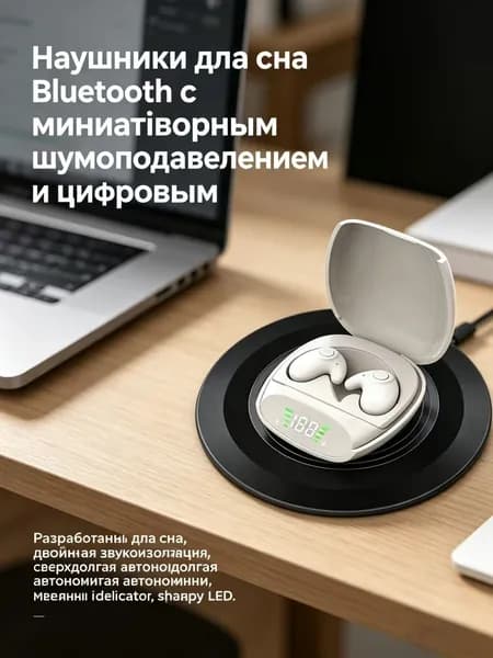 Наушники беспроводные с микрофоном, Bluetooth, USB, USB Type-C, светло-бежевый