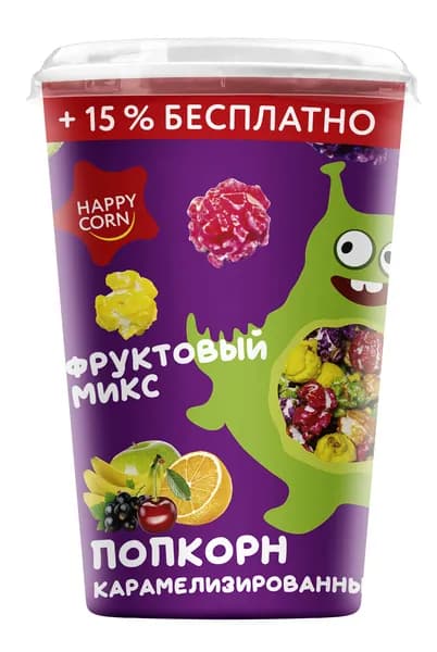 Попкорн воздушная кукуруза со вкусом Фруктовый микс 100 г, Happy Corn
