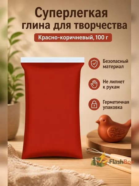 Пластилин полимерный 100 г, красно-коричневый мягкий, не липнет к рукам, для детского творчества