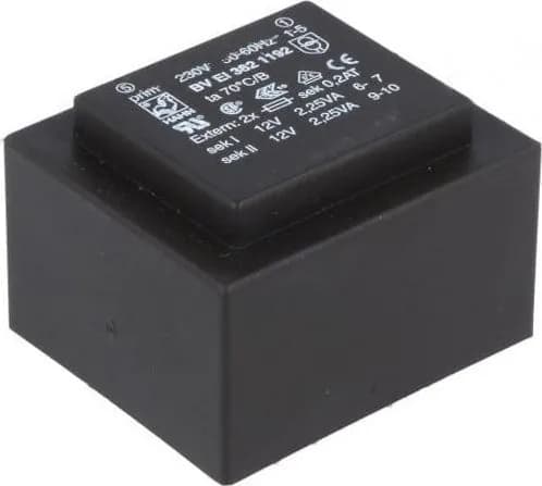 Трансформатор HAHN BVEI3821192 Трансформатор: залитый 4,5ВА 230ВAC 12В 12В 187мА 187мА PCB 1шт