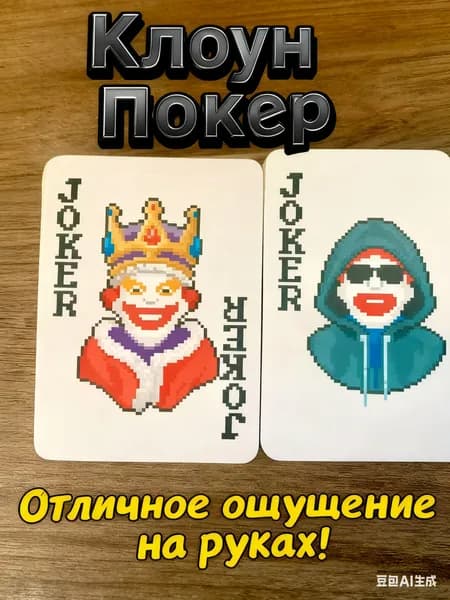 Игральные карты с пиксельным рисунком джокера, набор 54 карты, стиль пиксель-арт