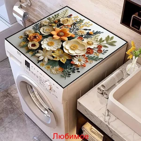 Коврик для ванной 60x60 см геометрический белый, бронза