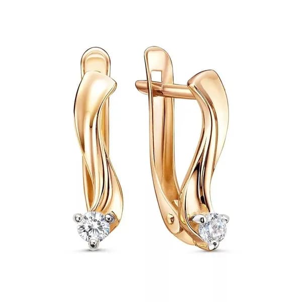 Серьги женские с фианитами из красного золота 375 пробы 585GOLD