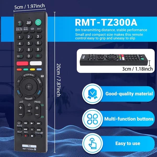 Сменный пульт дистанционного управления RMT-TZ300A для телевизора Sony RMF-TX200P (черный)