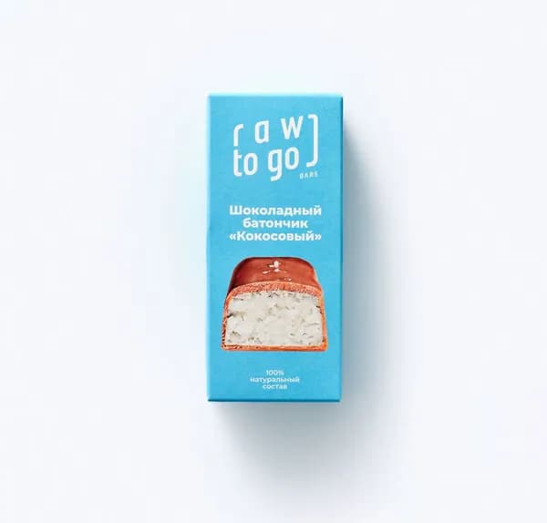 Шоколадный батончик веган кокосовый 45 г, Raw to go