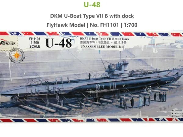 Flyhawk 1/700 1101 Немецкая подводная лодка U-48 с доком высшего качества сборная модель корабля