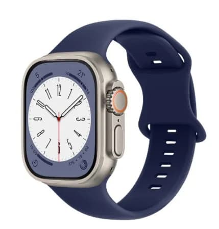 Ремешок синий силиконовый для Apple Watch 42/44/45/49 мм, размер L