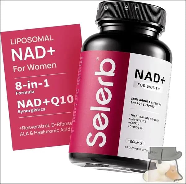 Nad+ Пищевая добавка для женщин, содержащая липосомальный никотинамидный нуклеозид, транс-ресвератрол и коэнзим Q10 для стимулирования обновления клеток. 60 капсул.