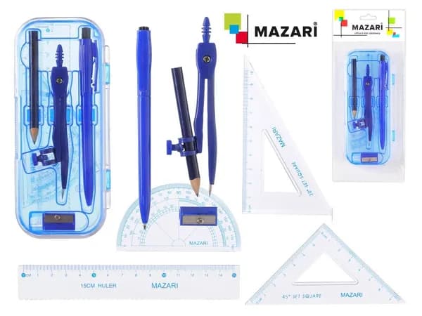 Готовальня 8 предметов Mazari, синяя