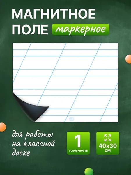 Разлиновка магнитная для школьной доски в редкую косую линию 40х30 см. WellKit