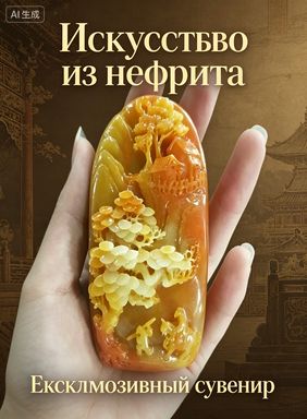 Винтажная Гравюра Из Нефрита Китайского Желтого Дракона