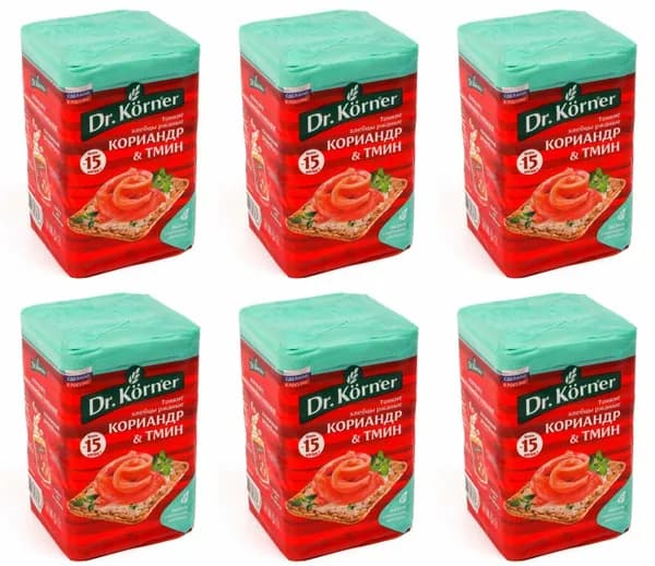 Dr. Korner Хлебцы Ржаные, с кориандром и тмином, 100 гр, 6 уп