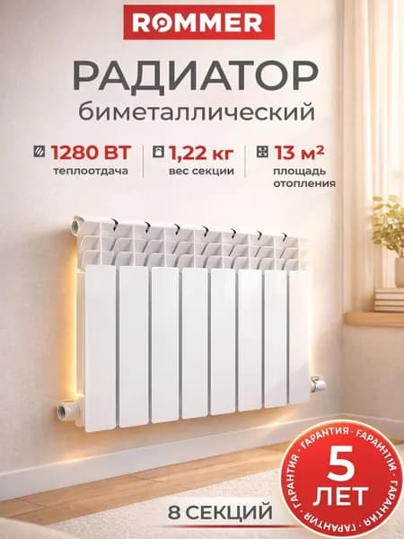ROMMER Биметаллические радиаторы отопления Optima BM 500, 8 секций