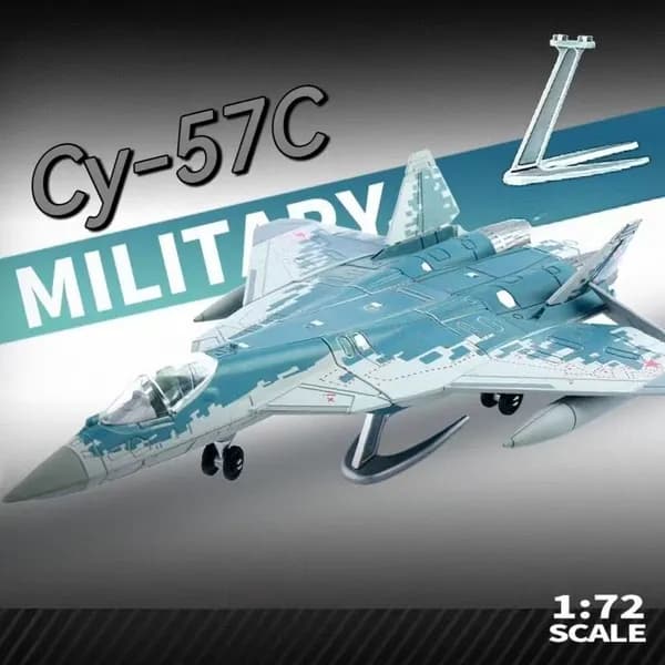 Пластиковая модель истребителя Су-57С 1:72с подставкой, быстросборная военная авиамодель