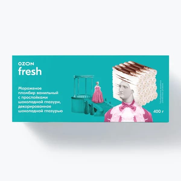 Мороженое-рулет ванильный пломбир 400 г, Ozon fresh