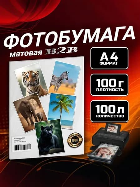 Фотобумага B2B матовая 100 гр A4 100 листов