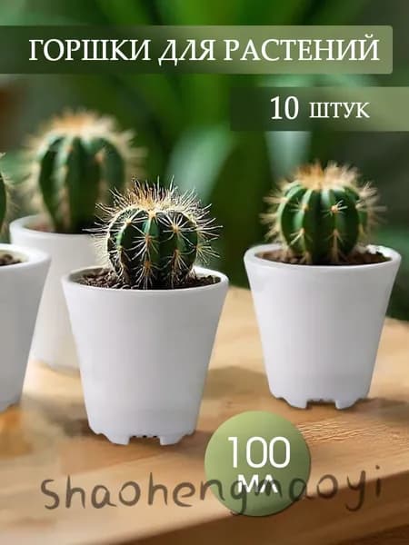 Горшок для цветов 0.1 л, 5.5 см, 10 шт, цвет белый