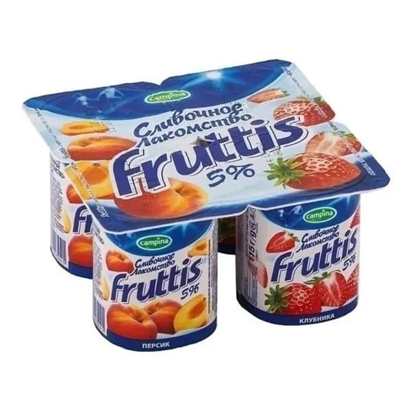 Йогуртный продукт Fruttis клубника-персик 5% БЗМЖ 115 г