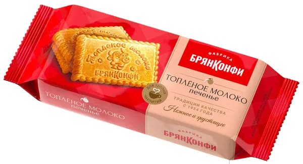 Печенье сахарное "ТОПЛЕНОЕ МОЛОКО" хрустящее с топленым молоком, 210 грамм, Брянконфи, Изготовлено по ГОСТ 24901-2023, полезные сладости для детей и взрослых