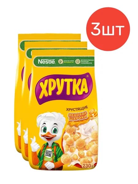 Готовый завтрак Хрутка Медовые шарики 230г 3шт