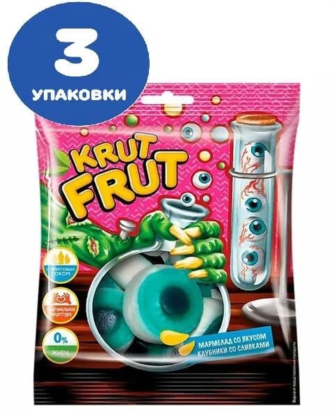 Мармелад жевательный "Глаз" со вкусом клубники со сливками, 70 г (3 упаковки)