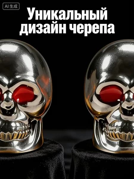 Колпачки (2 шт.) на ниппель велосипеда "Череп с красными глазами", темно-серый никель