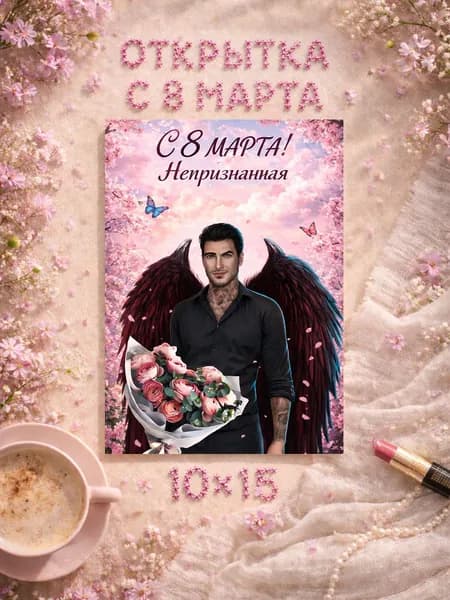Открытка "С 8 марта". Международный женский день. Подарочная. Клуб романтики. Люцифер. 1 шт.