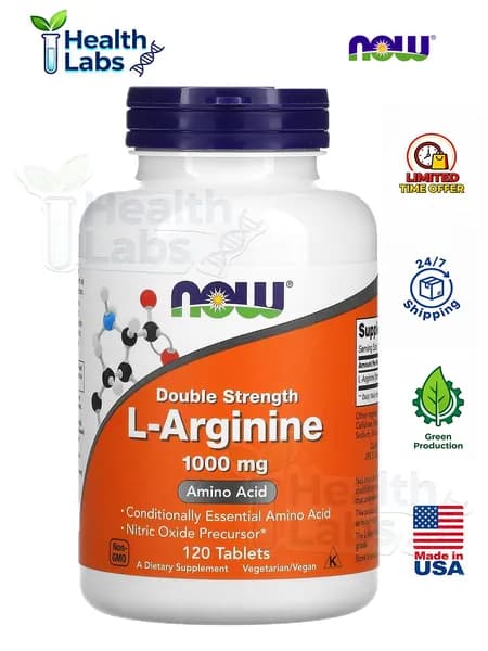 NOW Foods, L-аргинин, Играет роль в расширении кровеносных сосудов, 120 таблеток