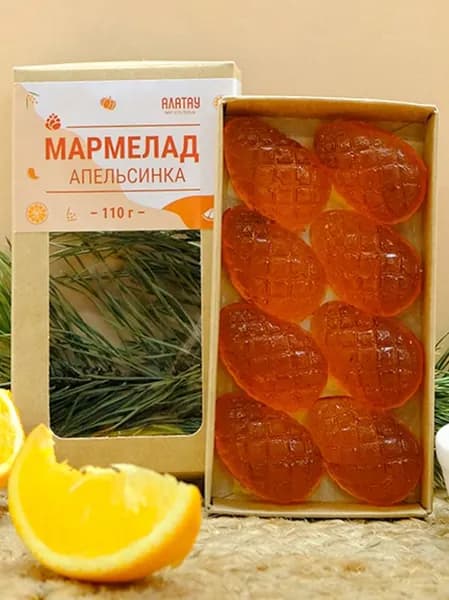 Мармелад натуральный Алатау, апельсиновый, 110 гр, полезные сладости