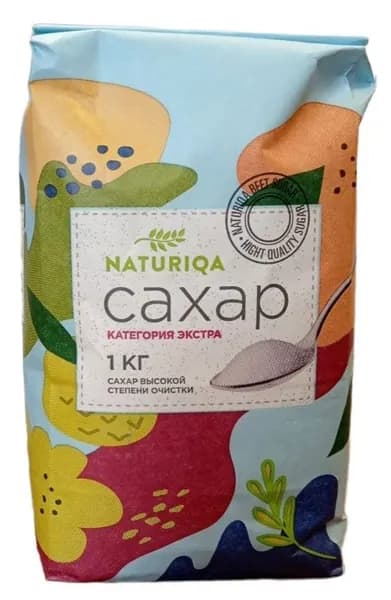 Сахар белый Naturiqa Flora кристаллический, 1 кг x 1 шт