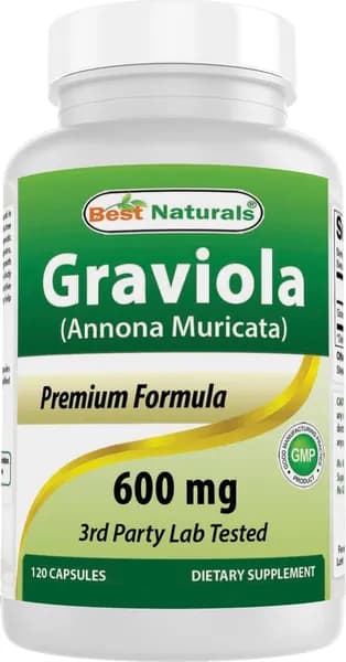 Лучшие натуральные капсулы Graviola Annona Muricata, 600 мг, 120 штук