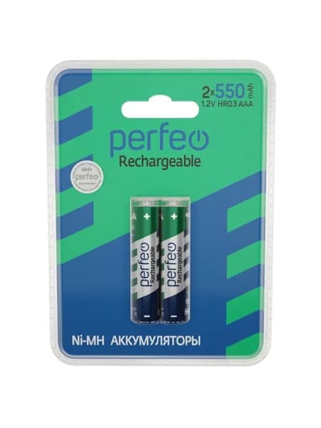 Perfeo Ni-Mh аккумуляторы HR03 AAA 550mAh на пластиковом блистере, 2шт, 1.2V