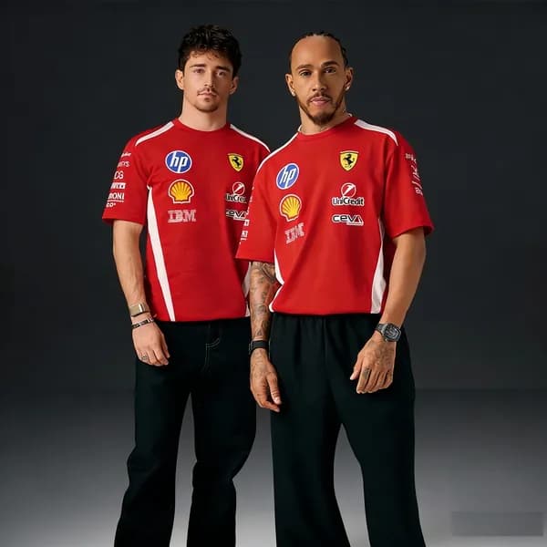 Футболка Мужская футболка Scuderia Ferrari Формула-1, официальная командная с логотипами спонсоров, дышащая спортивная одежда для фанатов F1 1 шт