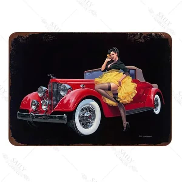 Табличка металлическая интерьерная Pin-Up Девушка Пинап