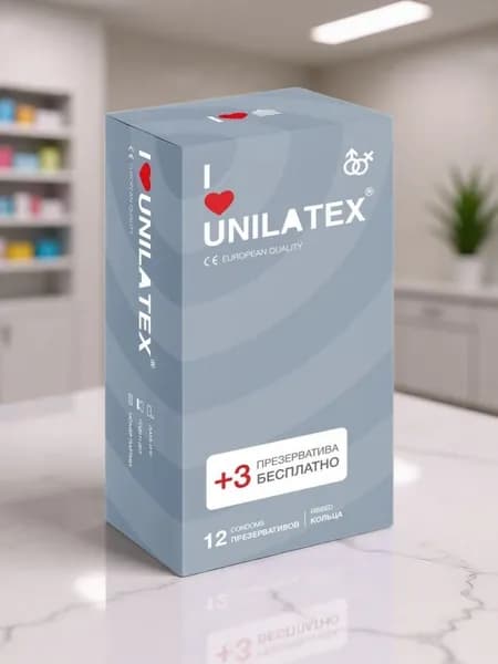 Презервативы с рёбрами Unilatex Ribbed - 12 шт. + 3 шт. в подарок