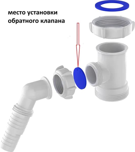 Обратный клапан (сухой затвор) для сифонов и стиральных машин, 3 шт