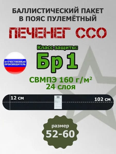 Баллистический пакет в пояс пулеметный Печенег от ССО. Размер: 52-60. Класс защитной структуры Бр 1.