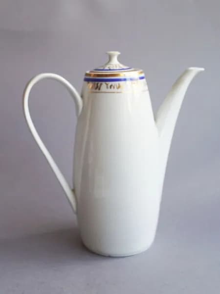 Винтажный кофейник"Синий кант". Фарфор, Чехословакия, Bogemia, 1970-1980 (Объем: 700 мл)
