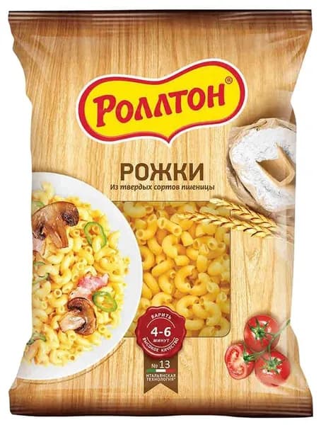 Роллтон Макаронные изделия рожки 400 г,1 штук