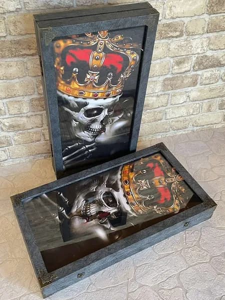 Нарды стеклянные "BOSS", большие 60 на 60 см, из натурального дерева, игровое поле под стеклом, обтянуты экокожей премиум класса, нарды большие деревянные