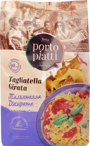 Макароны PORTO PIATTI Тальятелла Джирата, группа А высший сорт, 400г